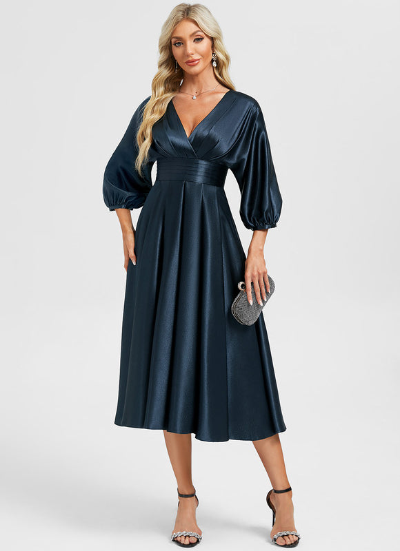Robe Cocktail Fluide Satinée - gallery 1