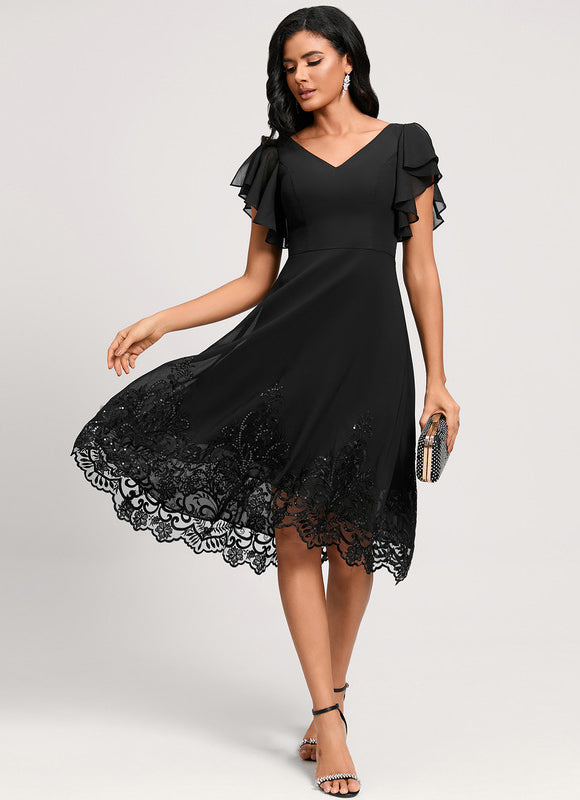 Robe Cocktail Noire Élégante - gallery 2