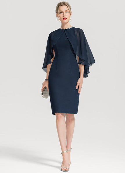 Robe Cocktail Élégance Marine Drapée