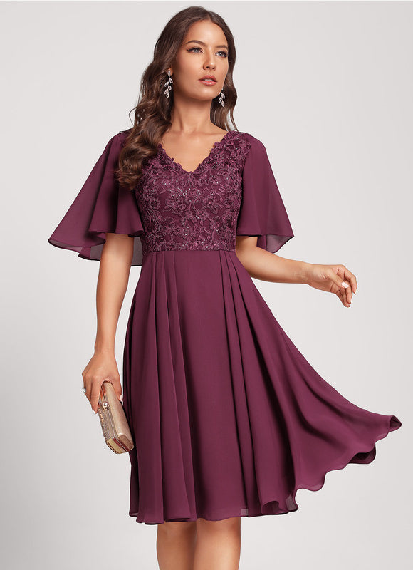 Robe Cocktail Rouge Velours Éclat - gallery 3