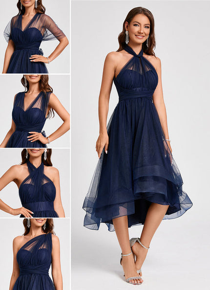 Robe Cocktail Tulle Asymétrique
