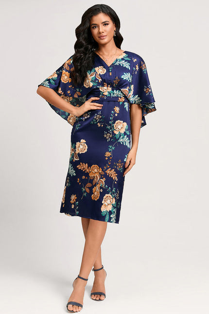 Robe Cocktail Satinée Fleurie - gallery 2