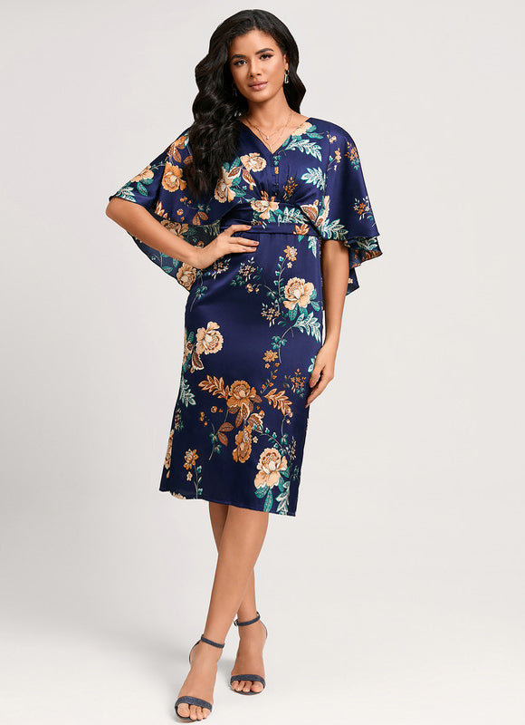 Robe Cocktail Satinée Fleurie - gallery 2