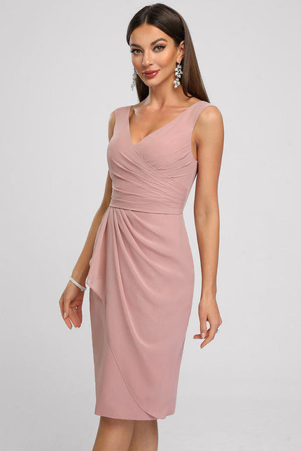 Robe Cocktail Drapée Rose - gallery 5