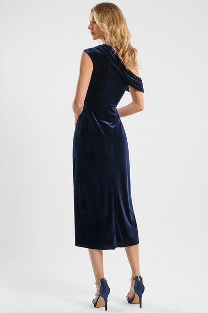 Robe Cocktail Velours Drapée - gallery 3
