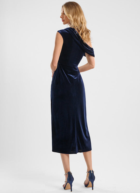 Robe Cocktail Velours Drapée - gallery 3