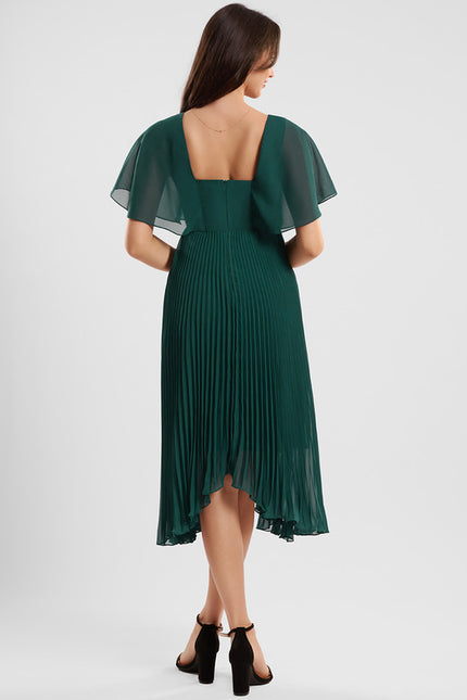 Robe Cocktail Plissée Émeraude - gallery 3