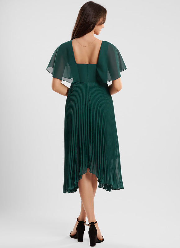 Robe Cocktail Plissée Émeraude - gallery 3