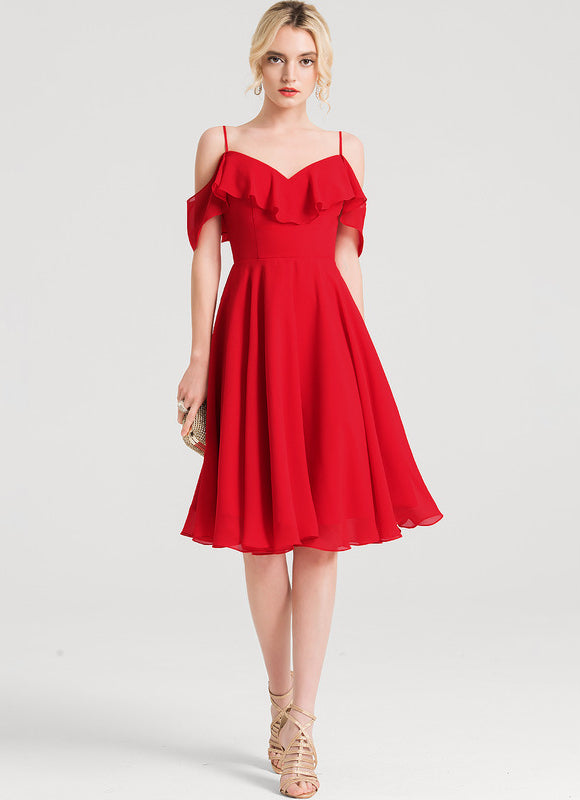 Robe Cocktail Mousseline Émeraude - gallery 3