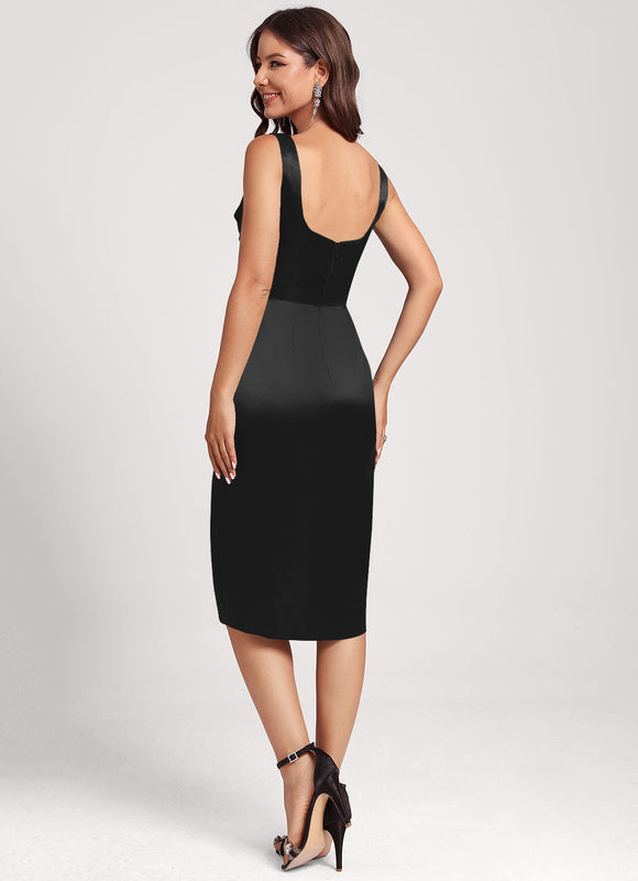 Robe Cocktail Satin Noir Chic - gallery 1