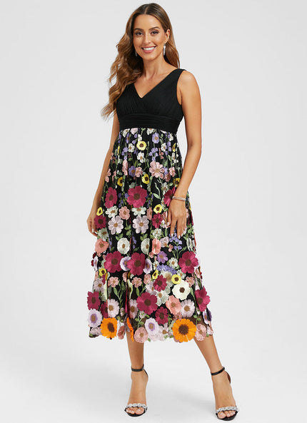 Robe Cocktail Fleur Éblouissante