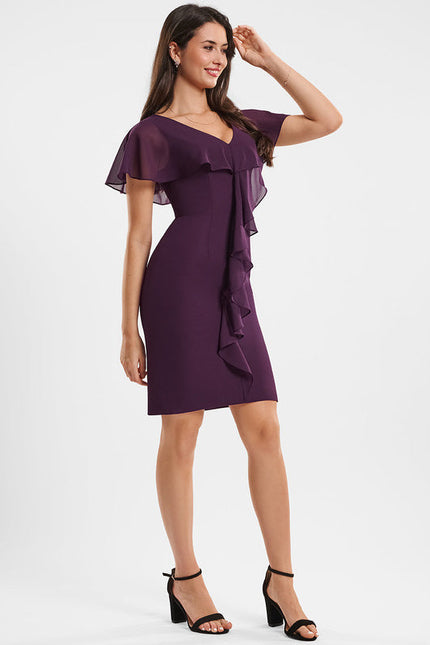 Robe Cocktail Violette Élégante - gallery 1