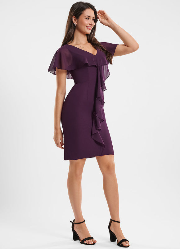 Robe Cocktail Violette Élégante - gallery 1