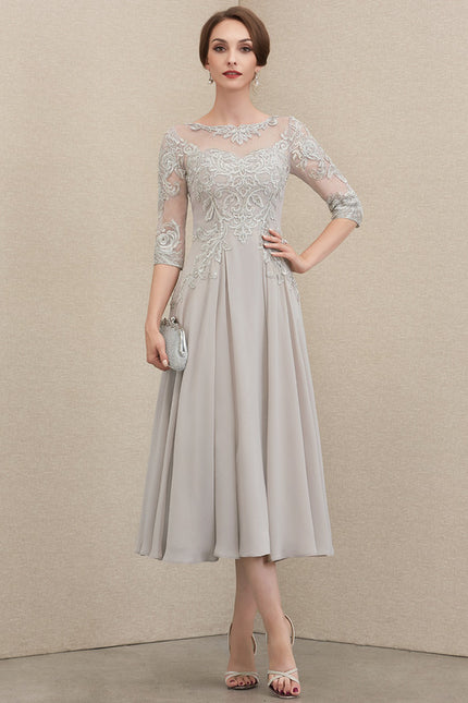 Robe Cocktail Grise Élégante - gallery 2