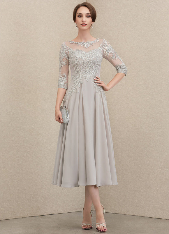 Robe Cocktail Grise Élégante - gallery 2