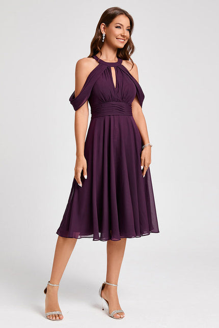 Robe Cocktail Aérienne Prune - gallery 5