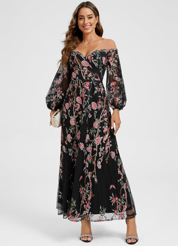 Robe Cocktail Mousseline Fleurie - gallery 2