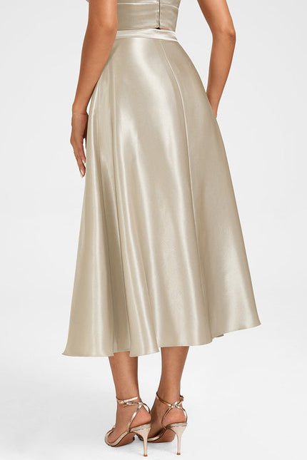 Robe Cocktail Satin Beige - gallery 6