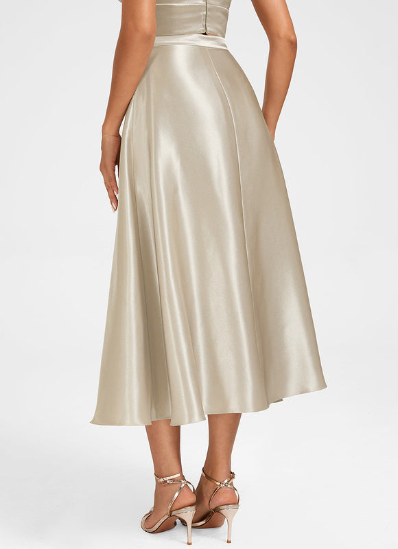 Robe Cocktail Satin Beige - gallery 6