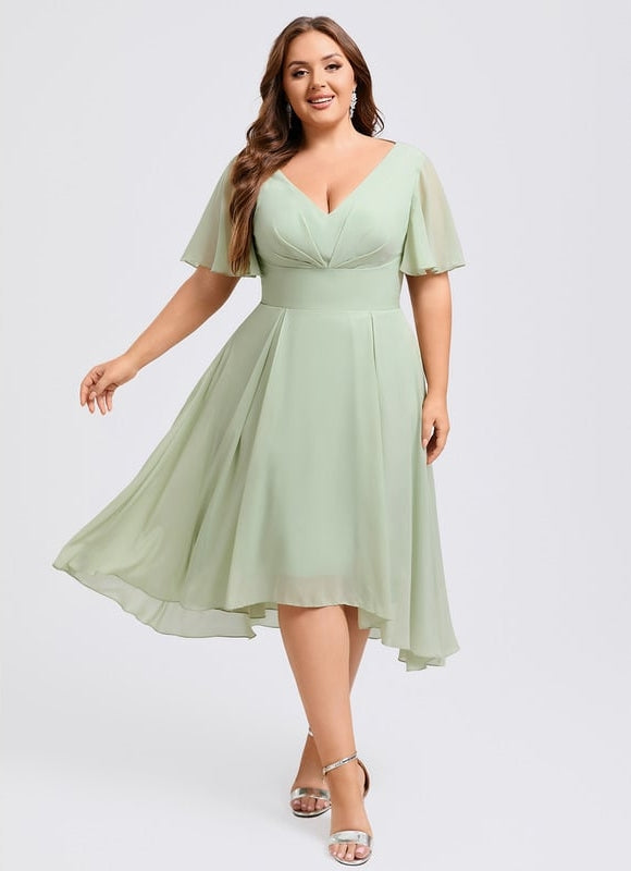 Robe Cocktail Fluide Vert Pâle - gallery 9