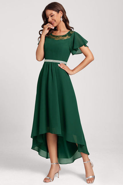 Robe Cocktail Éclat Vert Satiné - gallery 2