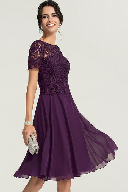 Robe Cocktail Bordeaux Dentelle - gallery 5