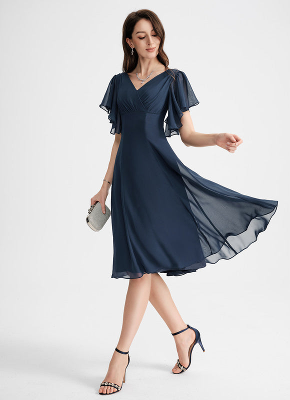Robe Cocktail Mousseline Asymétrique - gallery 2