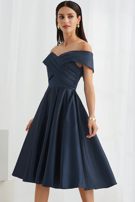 Robe Cocktail Satin Marine - gallery 3