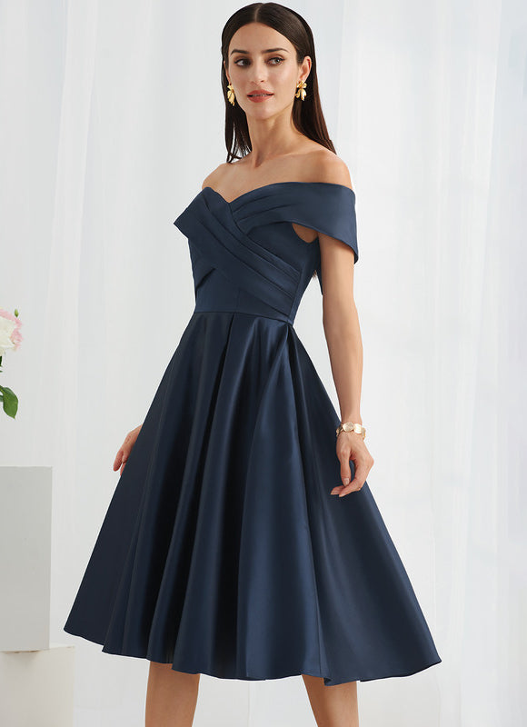 Robe Cocktail Satin Marine - gallery 3