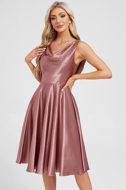 Robe Cocktail Satinée Rosée