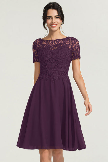 Robe Cocktail Bordeaux Dentelle
