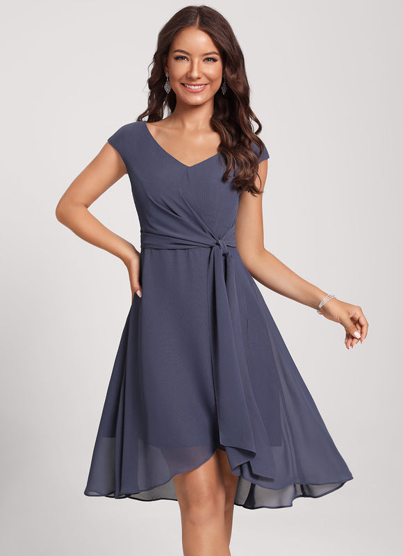 Robe Cocktail Fluide Marine Asymétrique - gallery 1