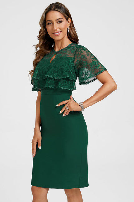 Robe Cocktail Dentelle Émeraude - gallery 2