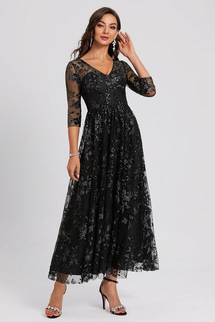 Robe Cocktail Noir Étoilé Chic - gallery 3