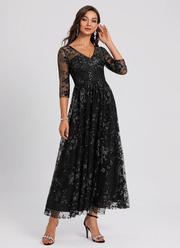 Robe Cocktail Noir Étoilé Chic - gallery 3