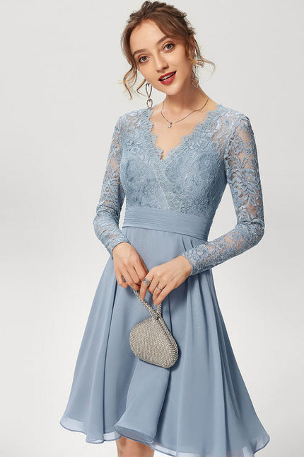 Robe Cocktail Aérienne Grise - gallery 1