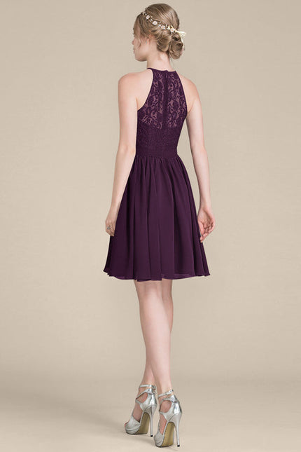 Robe Cocktail Bordeaux Dentelle - gallery 4