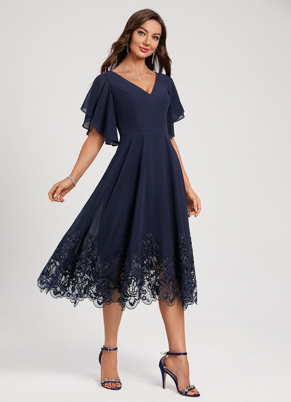 Robe Cocktail Mousseline Nocturne - gallery 2