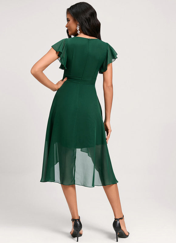 Robe Cocktail Fluide Vert Pâle - gallery 4