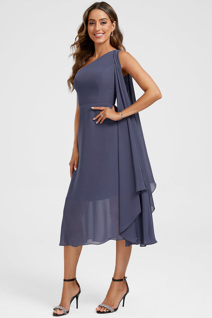 Robe Cocktail Mousseline Marine - gallery 3