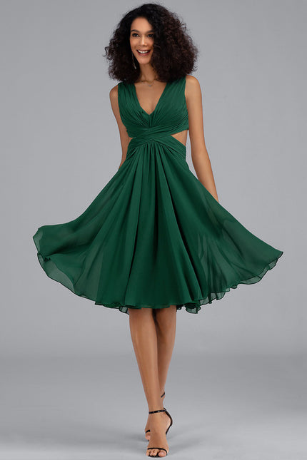 Robe Cocktail Mousseline Émeraude - gallery 3