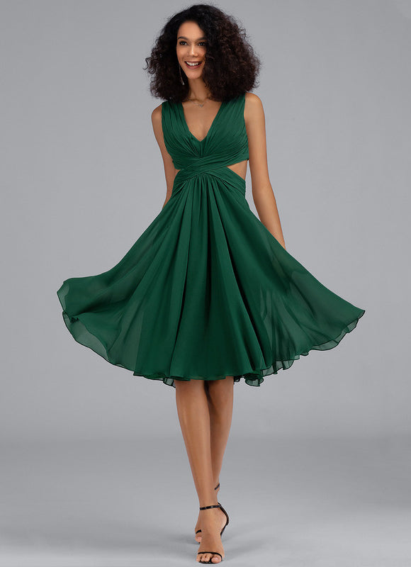 Robe Cocktail Mousseline Émeraude - gallery 3