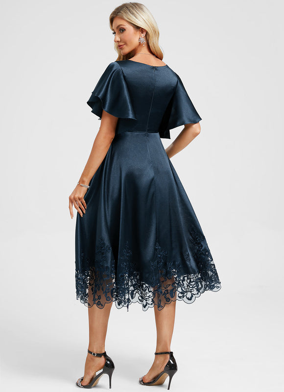 Robe Cocktail Satinée Azur - gallery 6