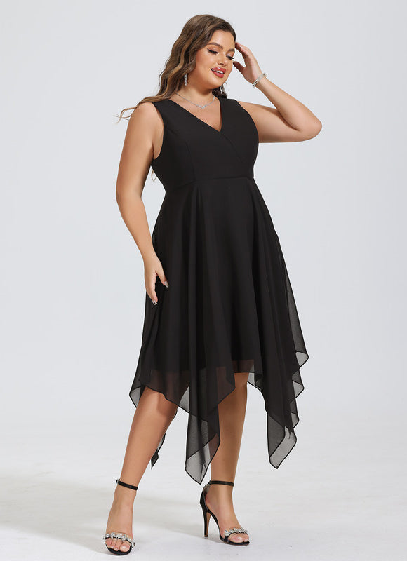 Robe Cocktail Fluide Marine Asymétrique - gallery 6