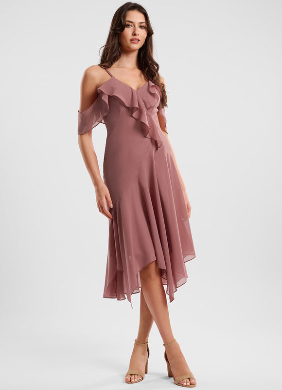 Robe Cocktail Fluide Vert Pâle - gallery 1