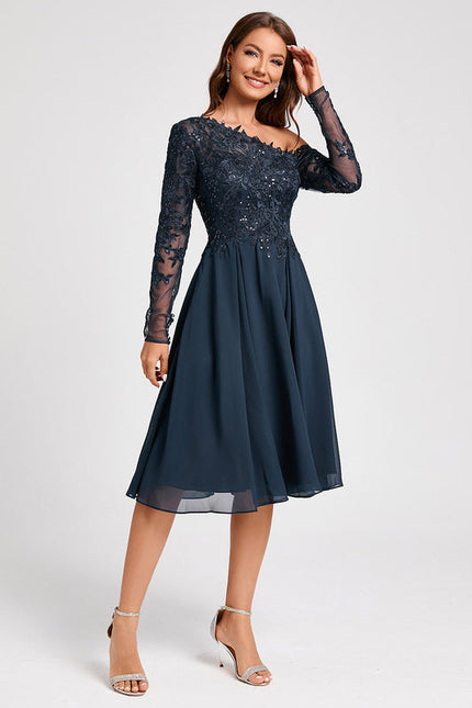 Robe Cocktail Dentelle Marine