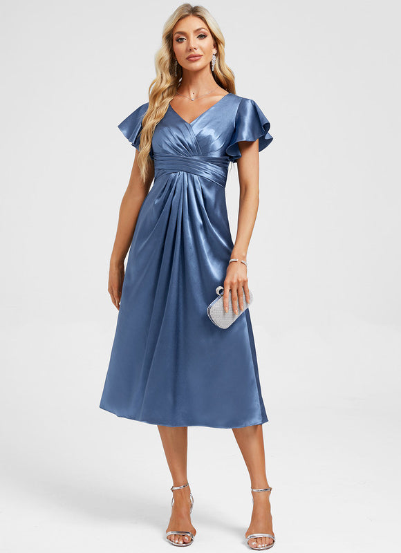 Robe Cocktail Fluide Satinée - gallery 2