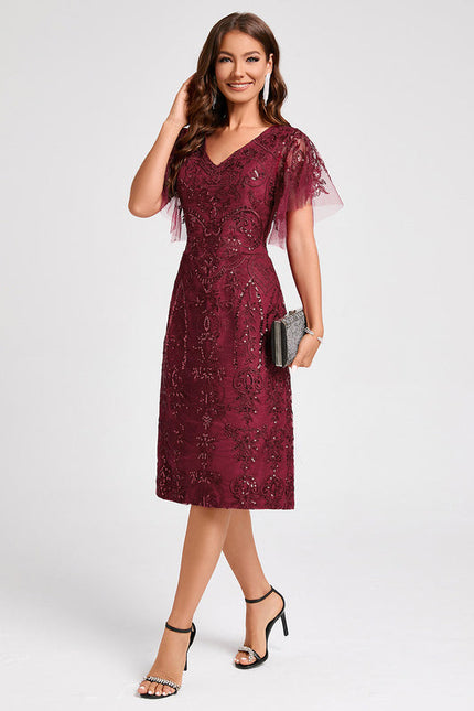 Robe Cocktail Étoilée Bordeaux - gallery 4