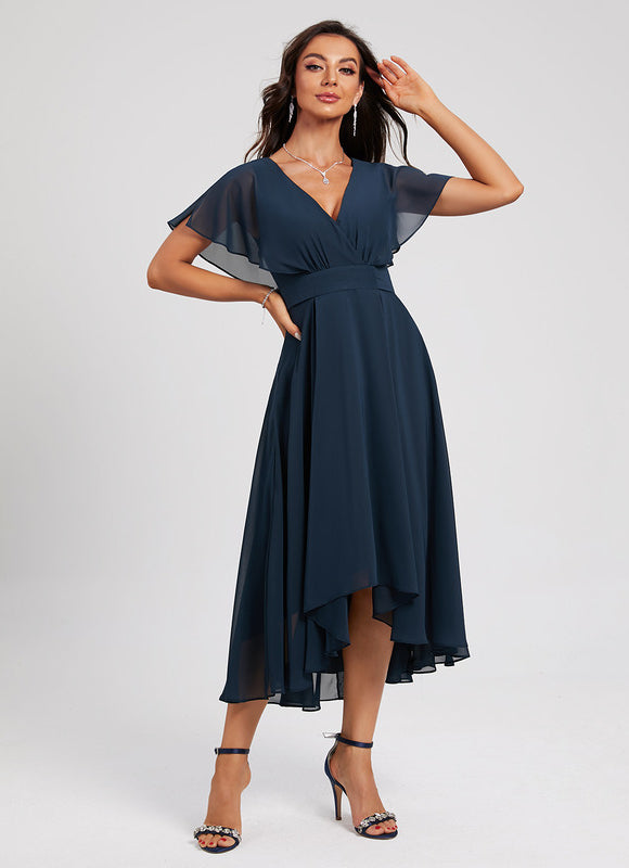 Robe Cocktail Fluide Marine Asymétrique - gallery 3