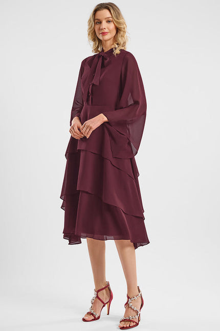 Robe Cocktail Bourdeaux Élégante - gallery 2